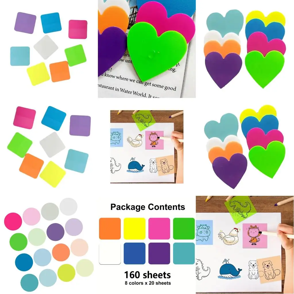 Repositionable Fluorescent Color PET Note Memo Pad Clear Adhesive Notepads 20 Sheets/Pad For Journaling Note Taking
