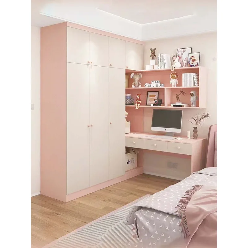 

Customized wardrobe, desk, integrated bookcase, corner study table, children's room, bedroom, home bookshelf, writing desk, comp