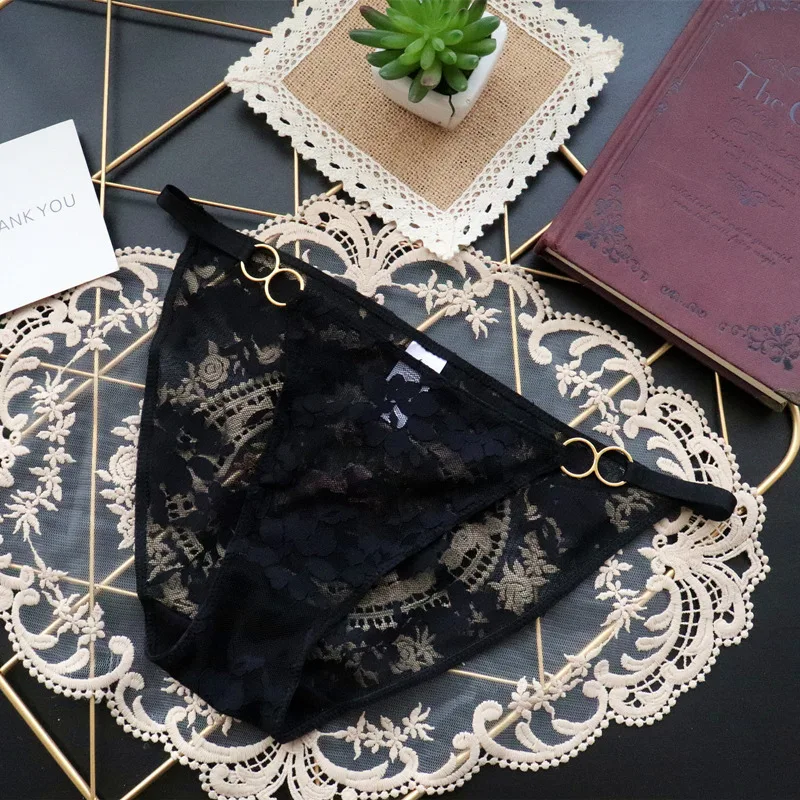Women\'s European and American Hoop Thin Belt Girl Lace Embroidery Flower Panties Feminine Breathable Women\'s Briefs Underwear