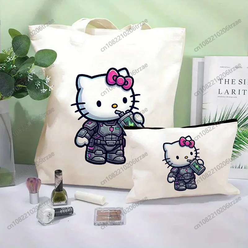 

Женская сумка Sanrio Hello Kitty Cyber Shopping Bag, набор сумок-шопперов в стиле Харадзюку, студенческая сумка-тоут, сумки для хранения, косметичка