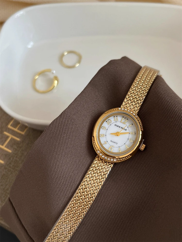 Vintage Women's Quartz Watch Luxury Gold Digital Clock Stainless Steel Women's Watch Delicate Bracelet relojes de mujer