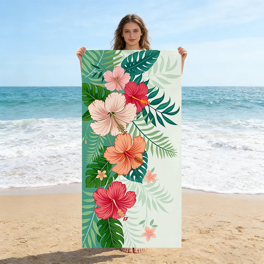 1 serviette de plage à motif floral sur le thème de la vitalité vibrante, super absorbante, idéale pour les vacances à la plage, la piscine, cadeau d'été pour les amis