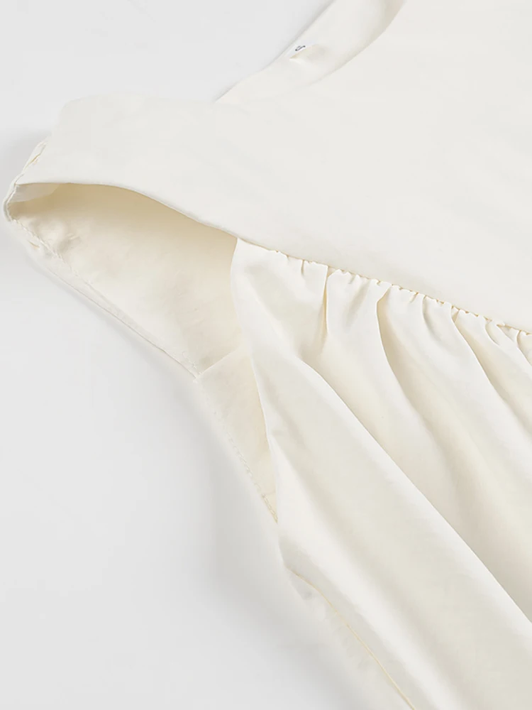 Damenmode-Plisseebluse, ärmellos, O-Ausschnitt, schickes Oberteil, weibliches Hemd, trendiges Kleidungsstück