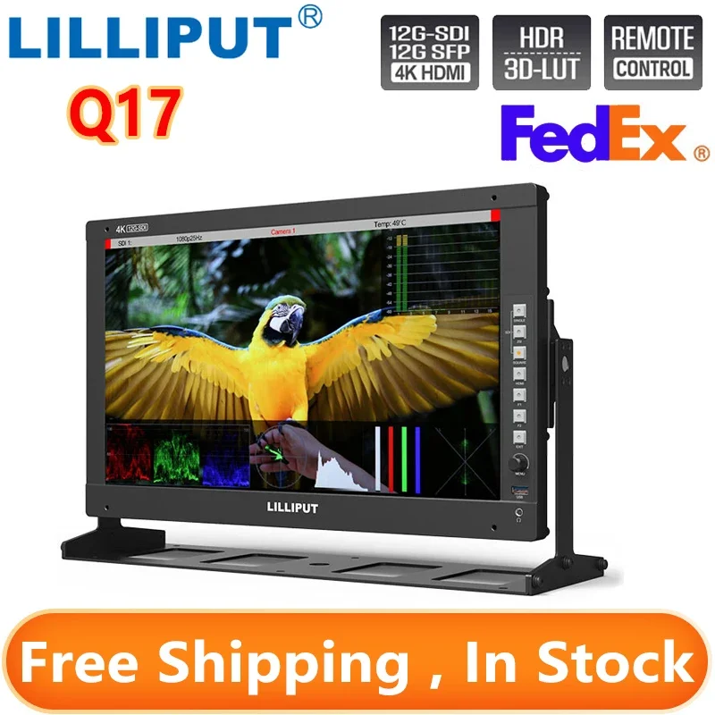LILLIPUT Q17 Monito 4K 12G-SDI HDMI 2,0 12G SFP transmisión de producción Monitor HDR de 7,3 pulgadas con terminal remoto de modo PIP de forma de onda