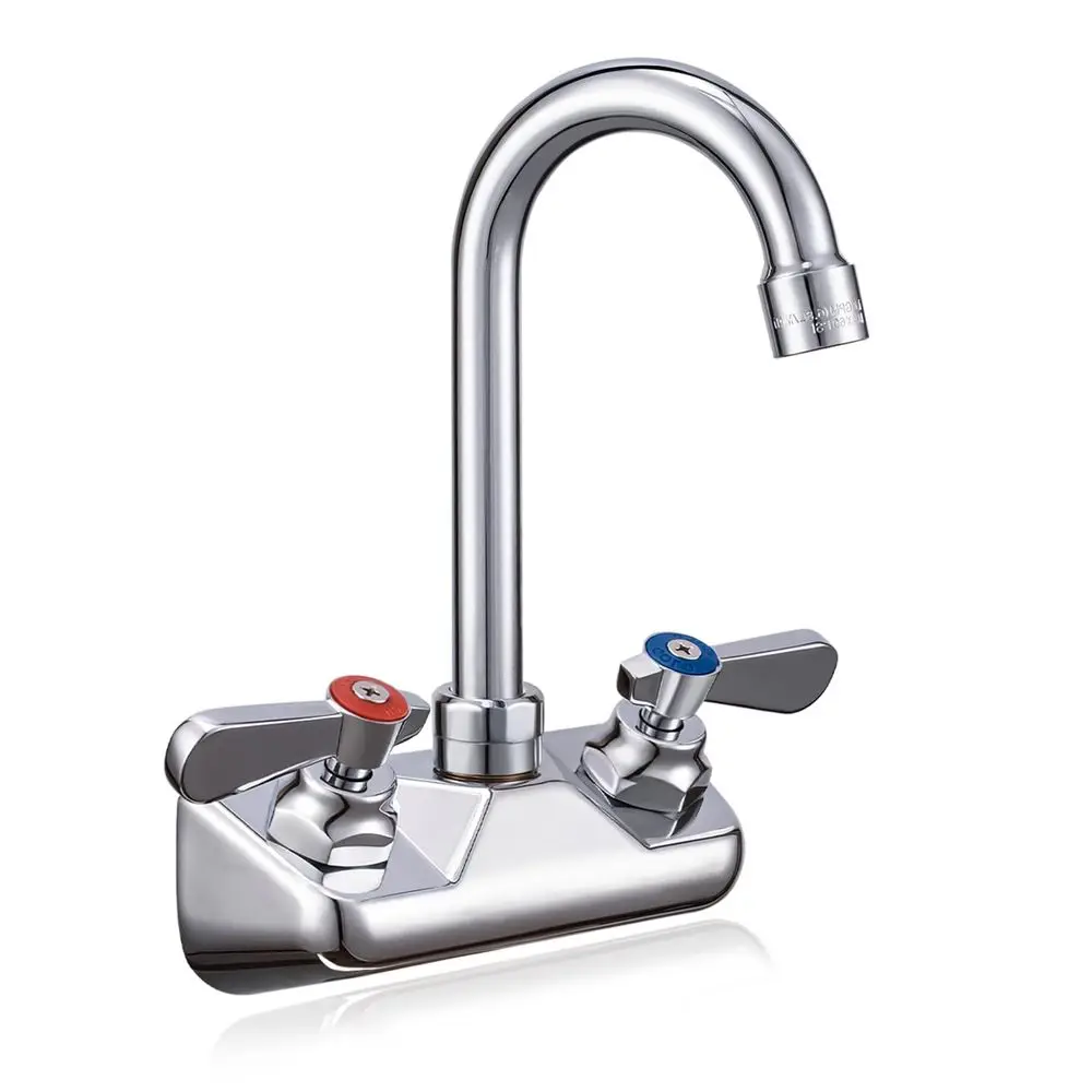 

Kitchen Faucet Wall Mount 4 Center, Commercial Sink Faucet for Restaurant Triple 3 Compartment Sink, 31 2 Gooseneck 2 Hole Indus