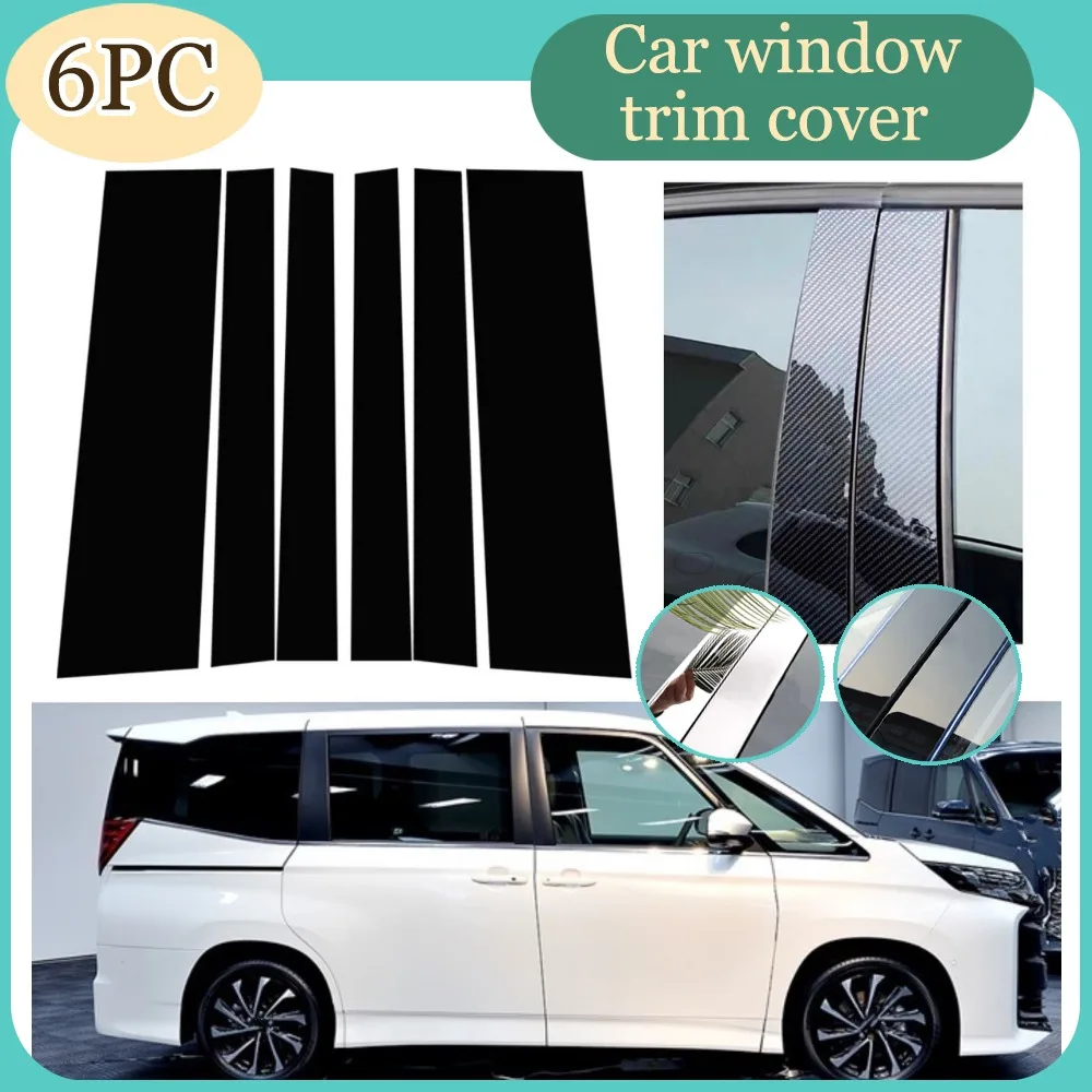 

Fit For Toyota Noah Voxy R90 2022-2023 6pcs Glossy Black Silvery Carbon Door Window Pillar Posts Door Trim Cover Stickers