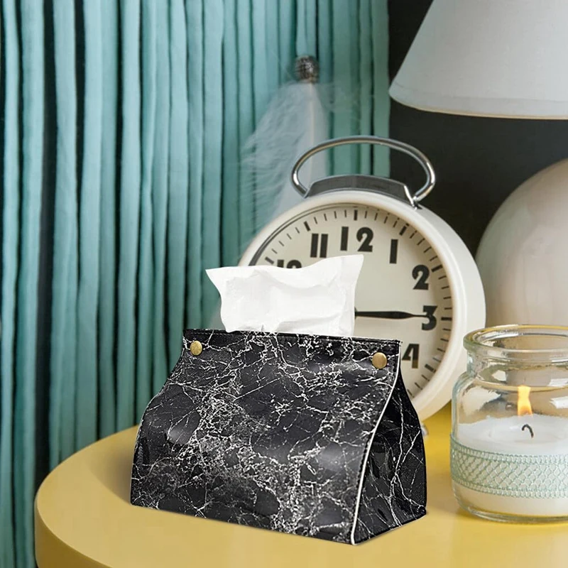 PVC Leather Marble Pattern Tissue Case Box, Container, Napkin Holder, Paper Bag, Cosmetic Box, Pouch Organizer, B Easy To Use