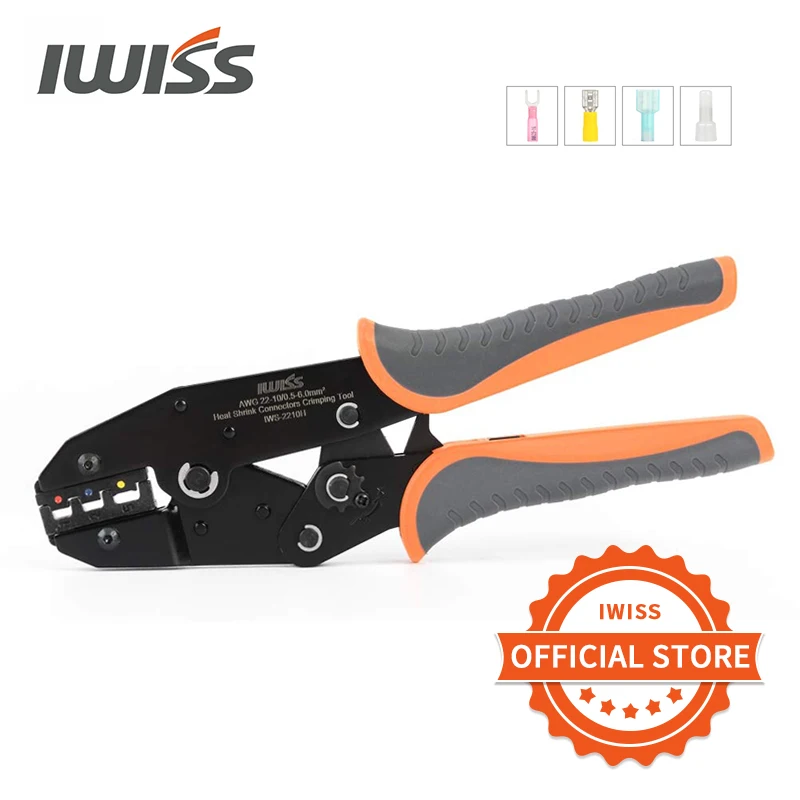 IWISS IWS-2210H Crimping Pliers Ratchet Crimper Tool Heat Shrink Connectors Awg22-10 Clamp Tools  9-inch Krimptang