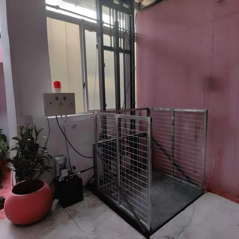 Customized Single Rail Electric Warehouse Elevator Cargo Lift Hydraulic Guide Rail Lifting Platform