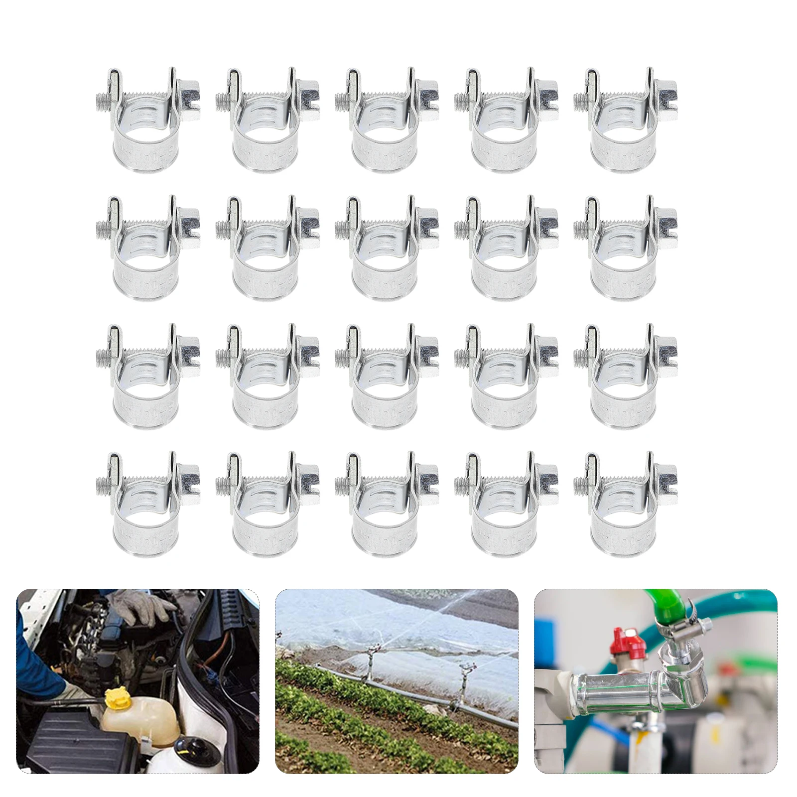 

20pcs Hose Clamp Fuel Pipe Clamps Small Water Injection High Pressure Heavy Duty Zinc Plated Iron Flexible Adjustable Corrosion