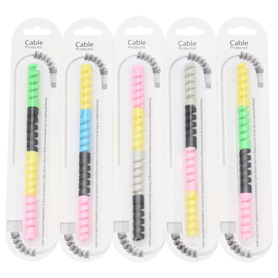 

Spiral Cable Protector for iPhone Mobile Phone Charger Wire Data Line Silicone Bobbin Winder Protective Cover with Package
