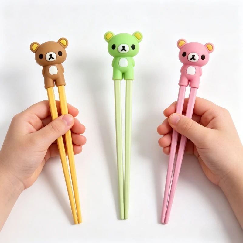 1pc Cute Bear Kids Training Chopsticks Toddler Learning  Training Chopsticks Helper Aids Sushi Chopsticks for Children