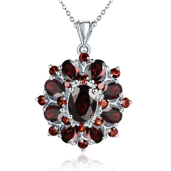 7.54ct Natural Black Garnet Pendant, 925 Sterling Silver Necklace Fine Gemstone Jewelry for Women, Gift for Christmas