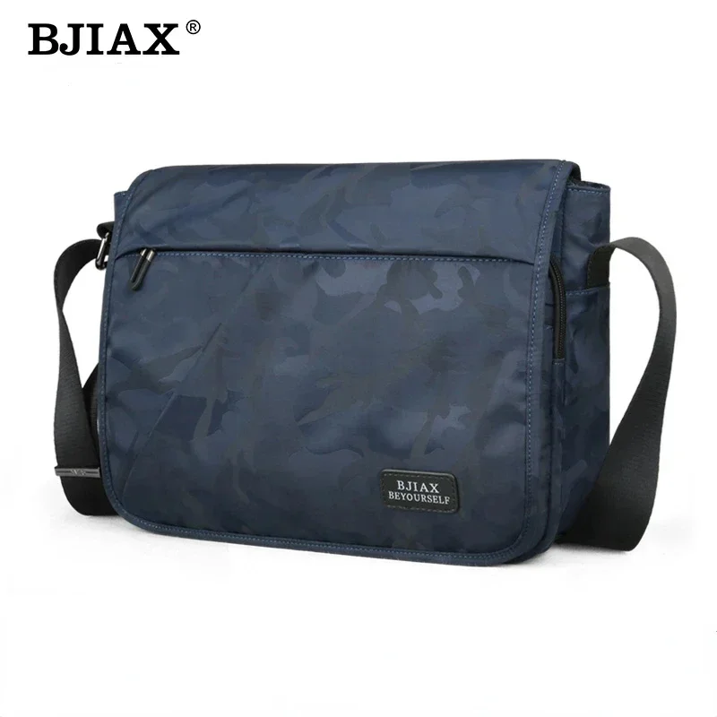 BJIAX Large Capacity Men Bag Crossbody Bag Horizontal Casual Nylon Oxford Fabric Shoulder Men's Bag Canvas Mailman Backpack