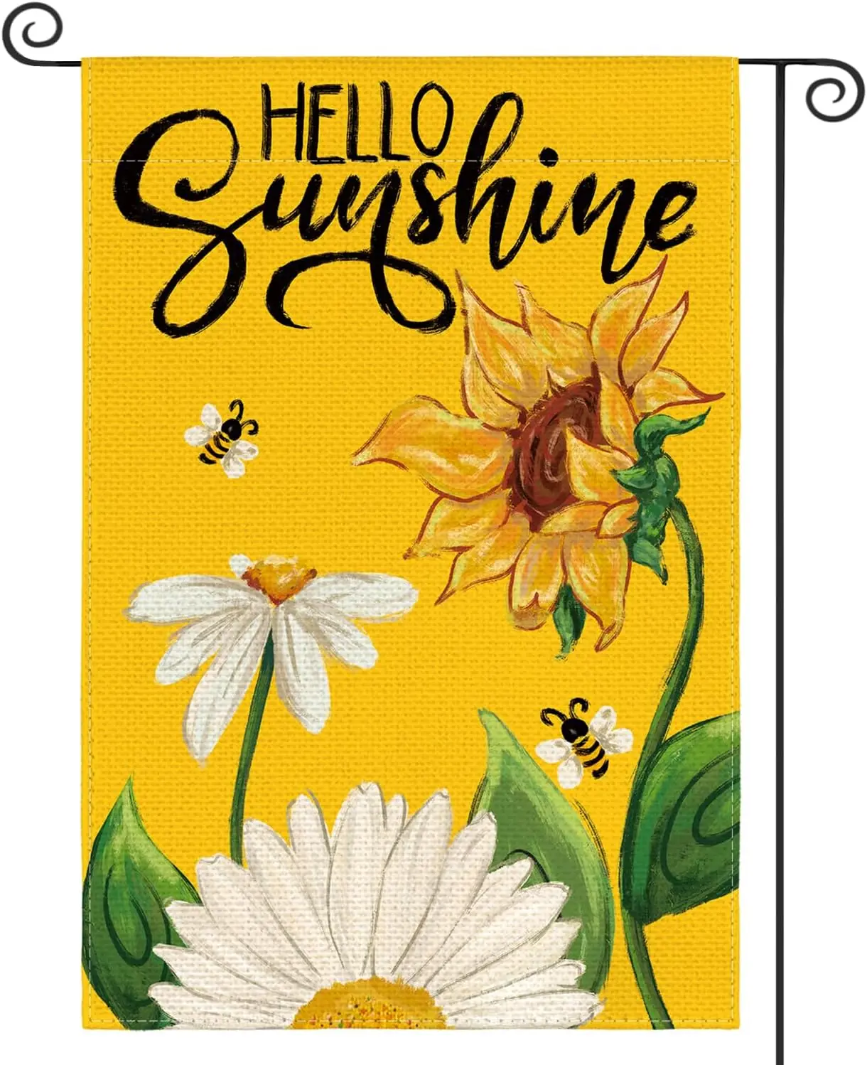 AVOIN colorlife Daisy Sunflower Hello Sunshine Garden Flag 12x18 Inch Double Sided, Summer Seasonal Holiday Burlap Yard Outd jjp