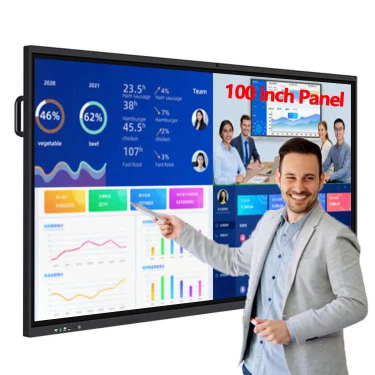 98 86 75 Inch Smart Tv Digital Whiteboard For School Teaching Black Frame Finger Pen Touch Electronic Whiteboard