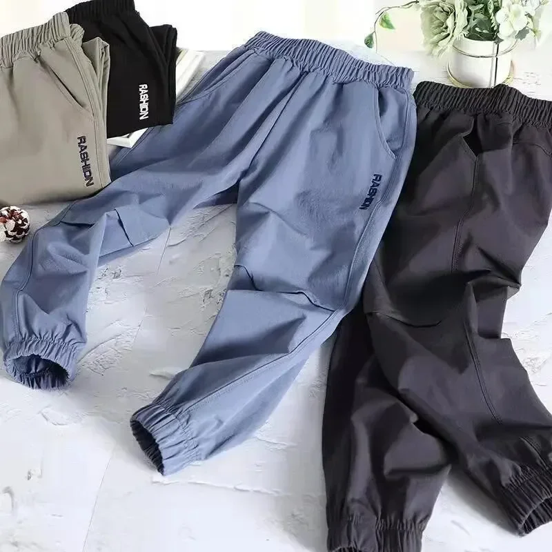 Spring Clothes Fashionable Kids Cargo Joggers Elastic Ankle Pants Casual Trousers Light Breathable Summer Trendy Outfit