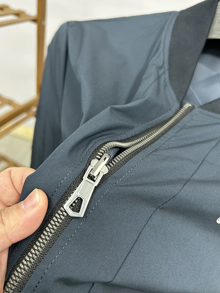 

Double-Sided Casual Men's Jaet Faionable Spring Autumn Polyester Fiber Stand Fit Long Sve Baseball Collar Coat