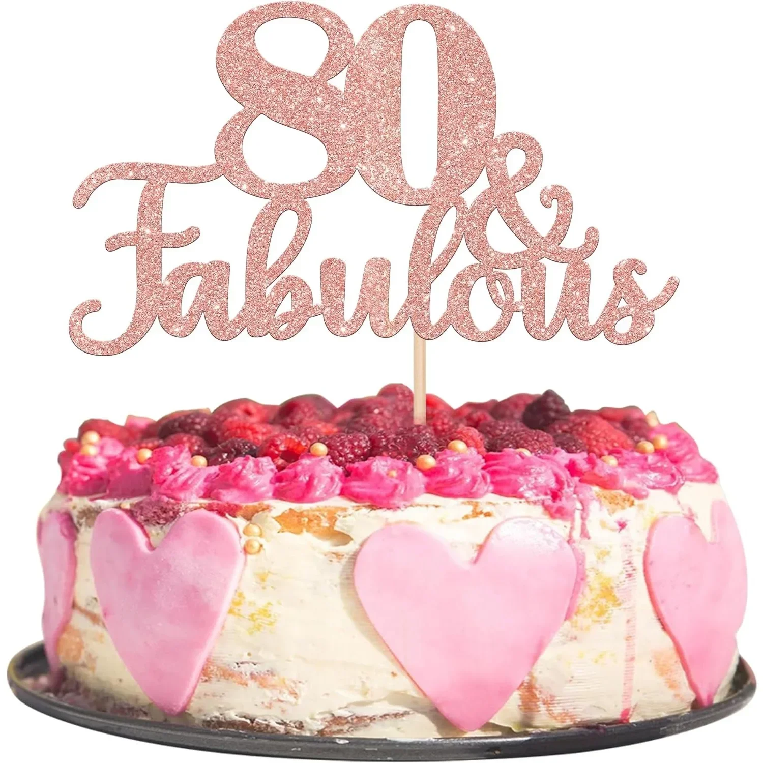 1 Stück 80 & Fabulous Cake Topper Eighty and Fabulous Cake Topper Happy 80th Birthday Kuchendekorationen Zubehör Roségold