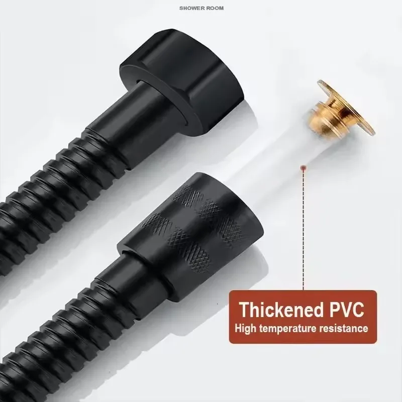 1.5/2 متر أسود/فضي دش خرطوم مرنة الفولاذ المقاوم للصدأ طويل الحمام دش الأنابيب تمديد الحمام دش خرطوم الملحقات #5