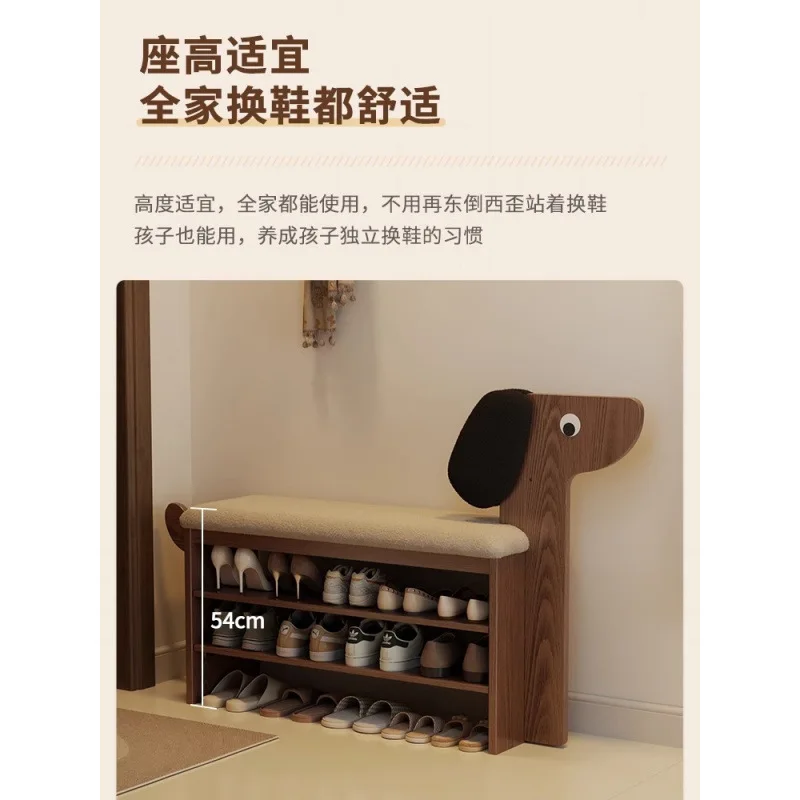 Tabouret à langer en bois massif, porte étagère à chaussures domestique dans le siège d'armoire de maison, tabouret à chaussures intégré