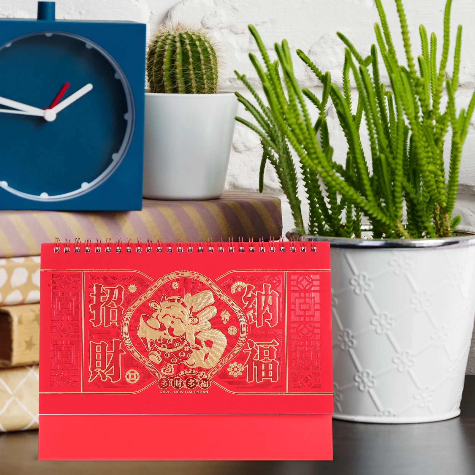 

2026 Desktop Calendar Red Chinese Style Flip Planner Thick Paper Office Mini Desk Table Schedule 2026