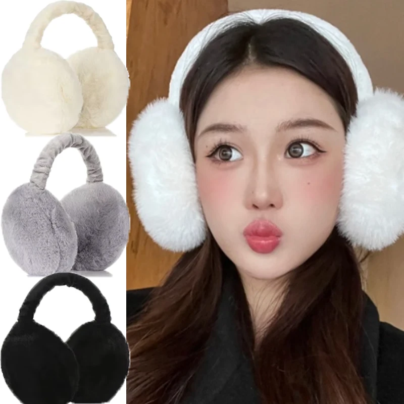 

Winter Warm Soft Plush Earmuffs Solid Color Earflap Outdoor Cold Protection Ear Warmer Adjustable Foldable Fashion Ear Muffs