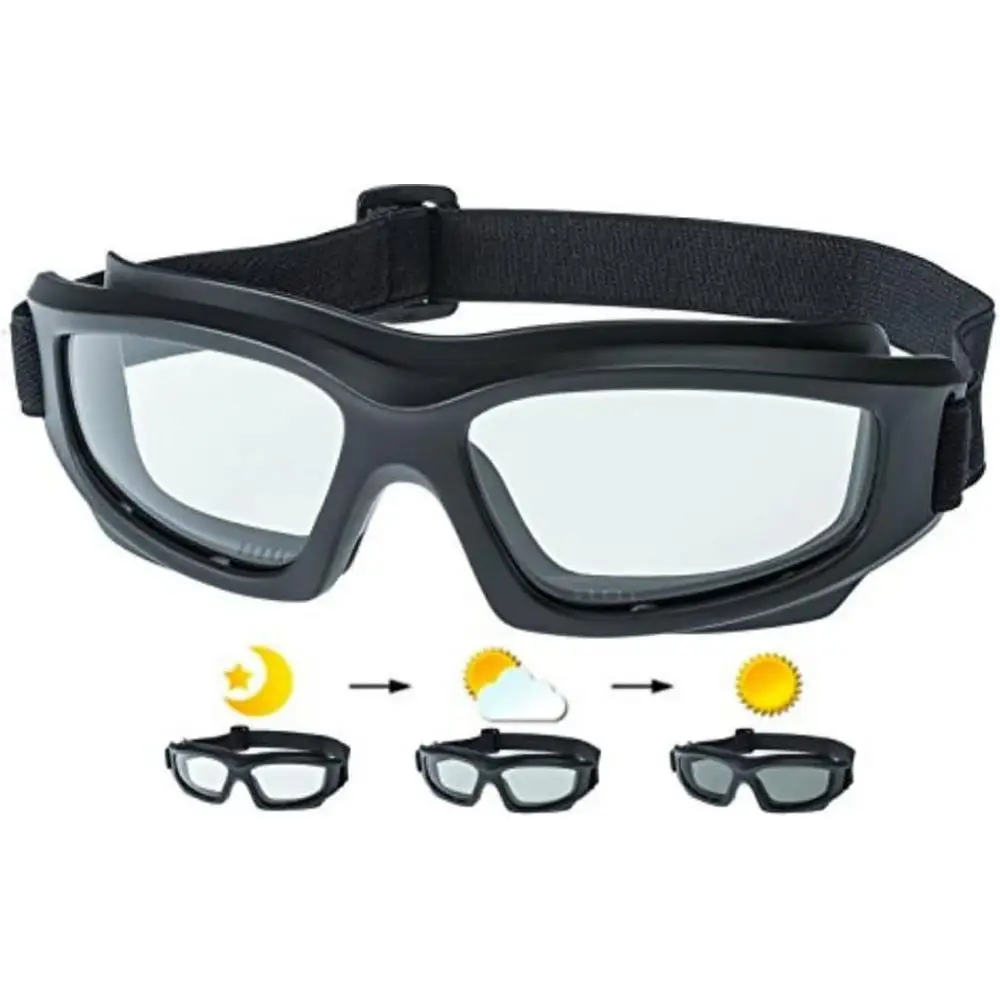 

Motorcycle Goggles For Men: Heavy-Duty Motorcycle Riding Goggles w/Hard Case, Cleaning Cloth, & Pouch