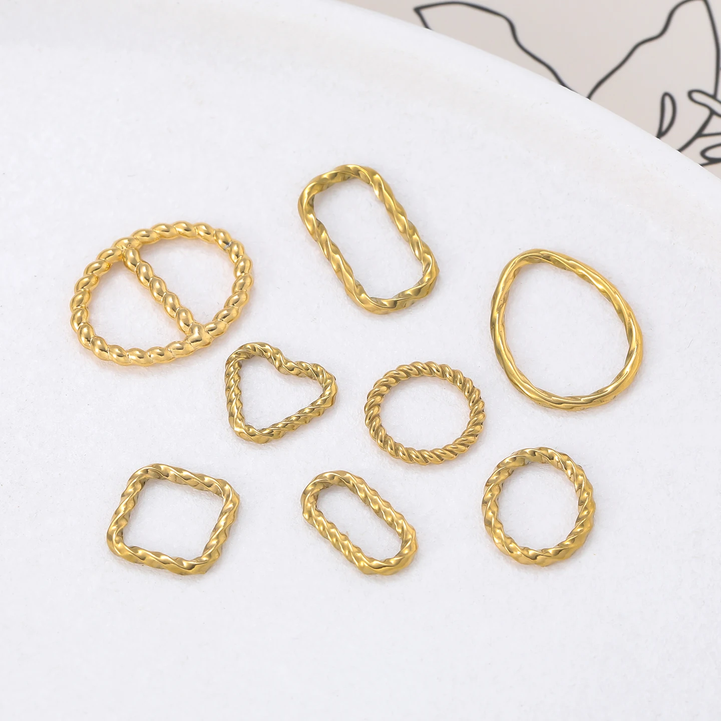 10pcs/lot 304 Stainless Steel Multicolor Geometric Oval Heart Round Hollow Pendants Connector for DIY Jewelry Making Findings