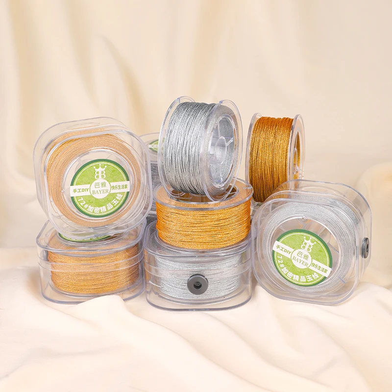 0.8mm 50m altın gümüş iplik makrome kordon halat bilezik kolye örgülü dize DIY püsküller boncuk Shamballa dize hattı için