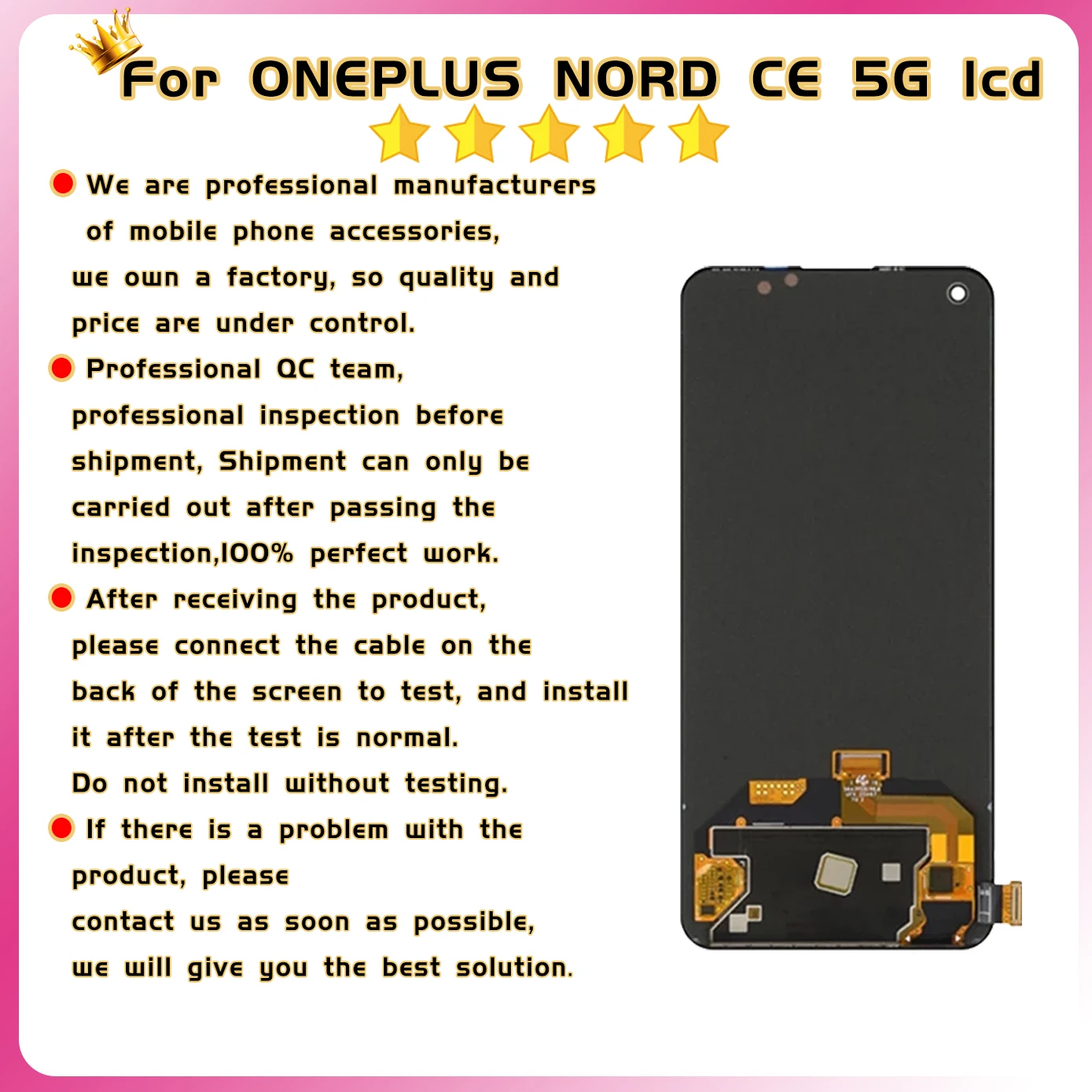 100% Tested AMOLED For OnePlus Nord CE 5G LCD Screen for EB2101 EB2103 Display Touch Screen Digitizer Assembly