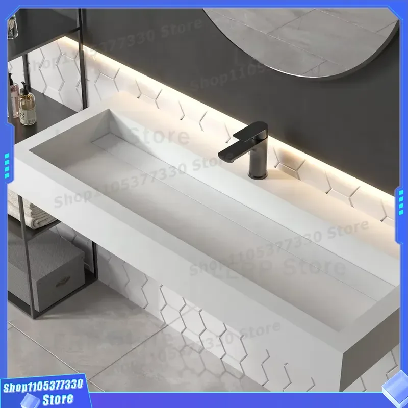 Wall Mounted Floating Bathroom Sink Modern Composite Acrylic Wash Basin for Contemporary Home Decor Vanity Unit Modern Wall