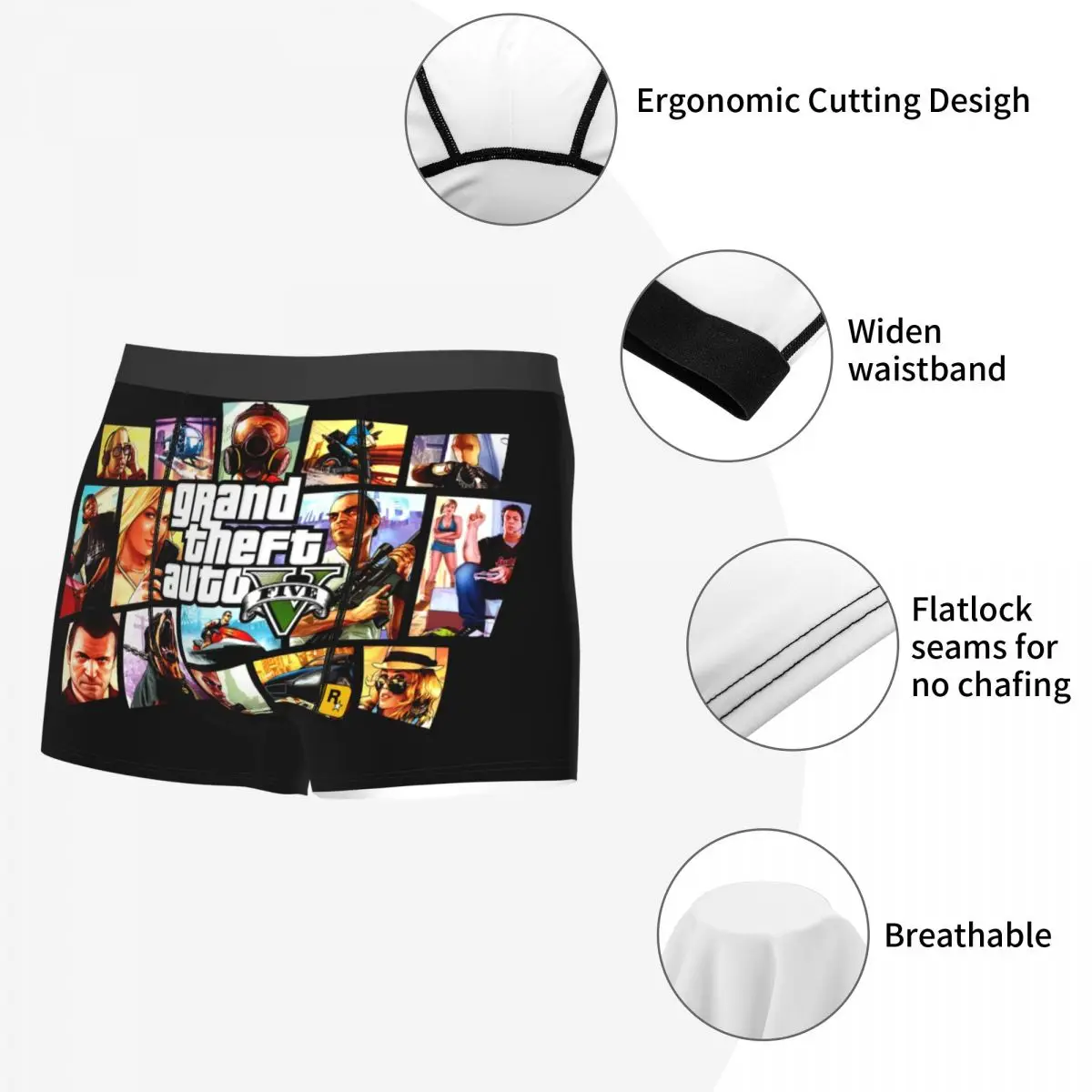 Custom Grand Theft Auto Adventure Game Underwear Men Breathable GTA Boxer Briefs Shorts Panties Soft Underpants For Homme