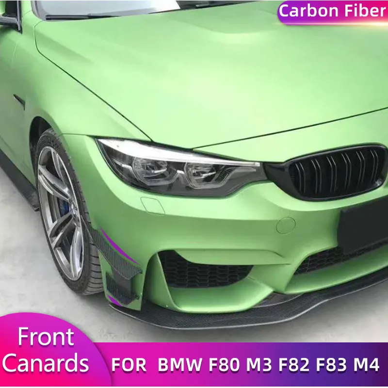 Carbon Fiber Front Bumper Side Fins Canards for BMW F80 M3 F82 F83 M4 2014-2018 Car Racing Front Splitters Flaps Body Kits