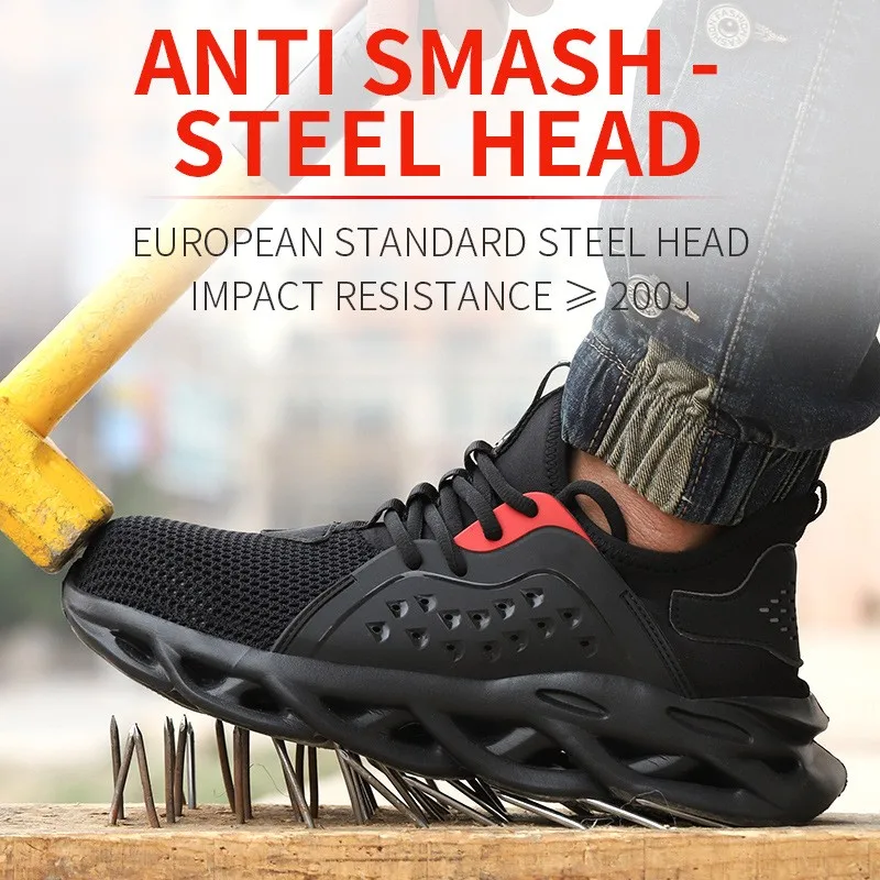 Breathable Safety Shoes Men's Summer Mesh Light Work Shoes Steel Toe Indestructible Zapatos De Seguridad Chaussure De Securite