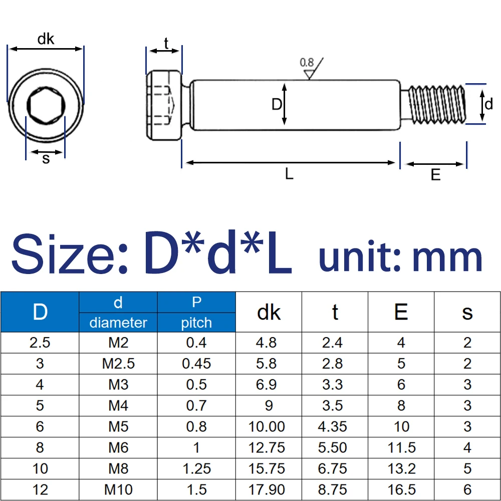 

5pcs/lot M2 M2.5 M3 M4 M5 M6 M8 M10 d2.5-d12 304 Stainless Steel Hexagon Hex Socket Cap Head Roller Bearing Shoulder Screw Bolt
