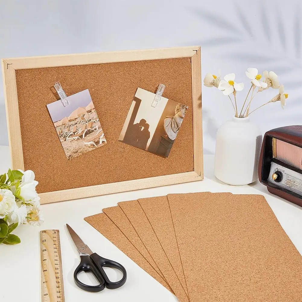 2/4/8Pcs Cork Board 11.81X 8.27inch , 2mm Thick Brown Cork Board Rectangular Wood Block Suitable for Bulletin Boards, Wooden Mats, Coasters, Placemats, Office, Kitchen, Restaurant, DIY Craft Materials image 4