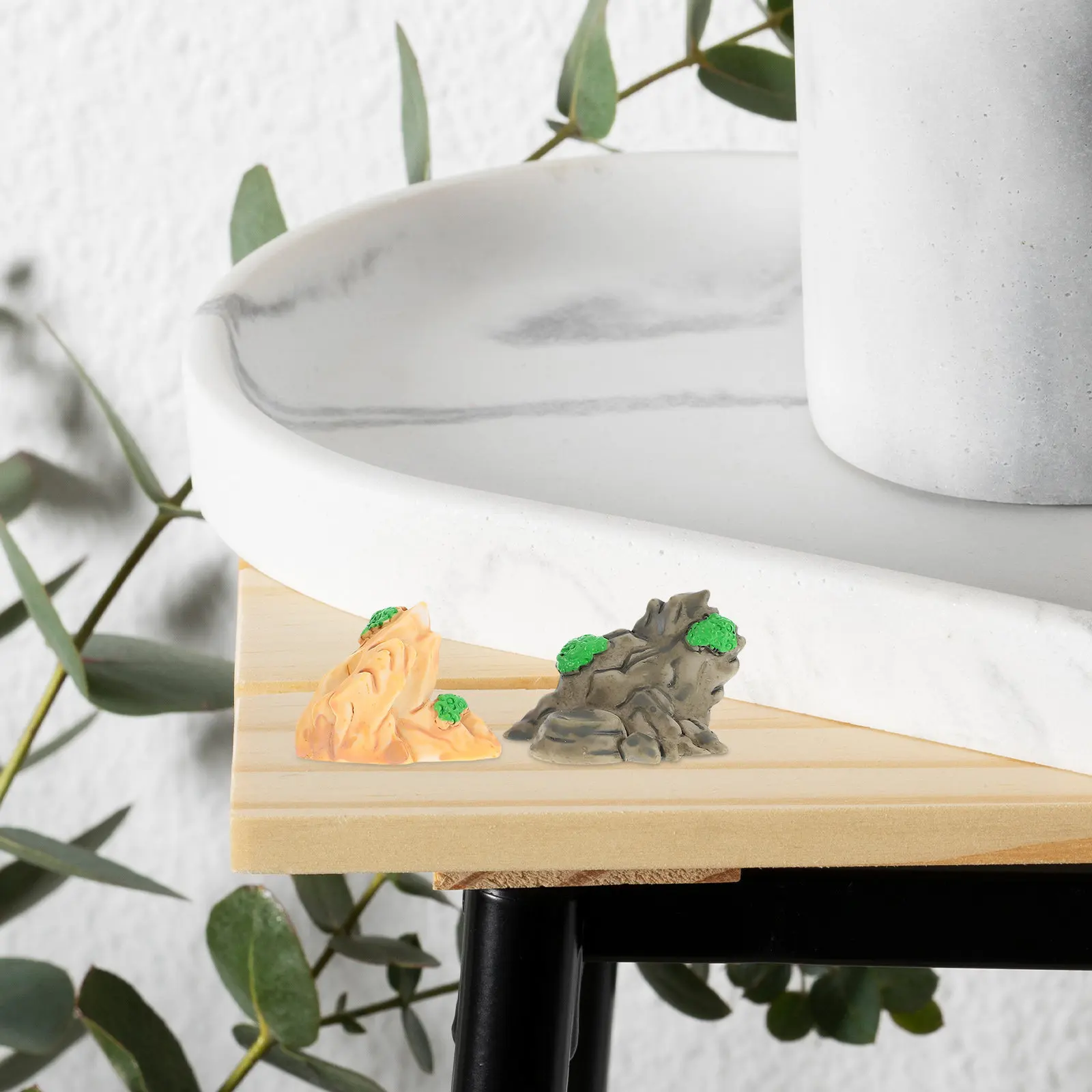 4Pcs Mini Resin Rockery Decoration Realistic Artificial Mountain for Micro Landscape Bonsai Aquarium Indoor Garden Shrimp Tank
