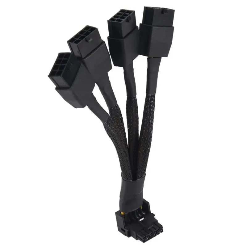 A96T 1 PCS 4X8pin PCI-E To 16Pin(12+4) PCI-E 5.0 12VHPWR Connector 90-Degree Elbow Cable P8X4 To 16PIN-B
