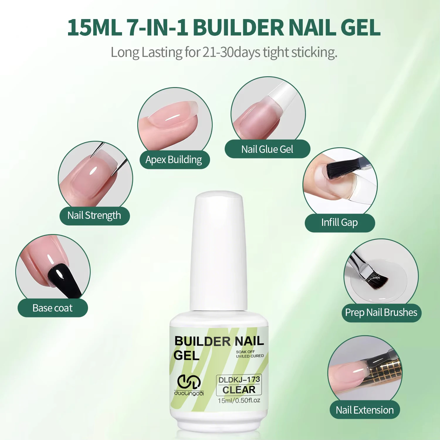 DOULINGDAI 7IN1 Multi-Functional Builder Gel 4Colors Extension Strength Apex Building Base for Beginner Friendly Manicure 15ml