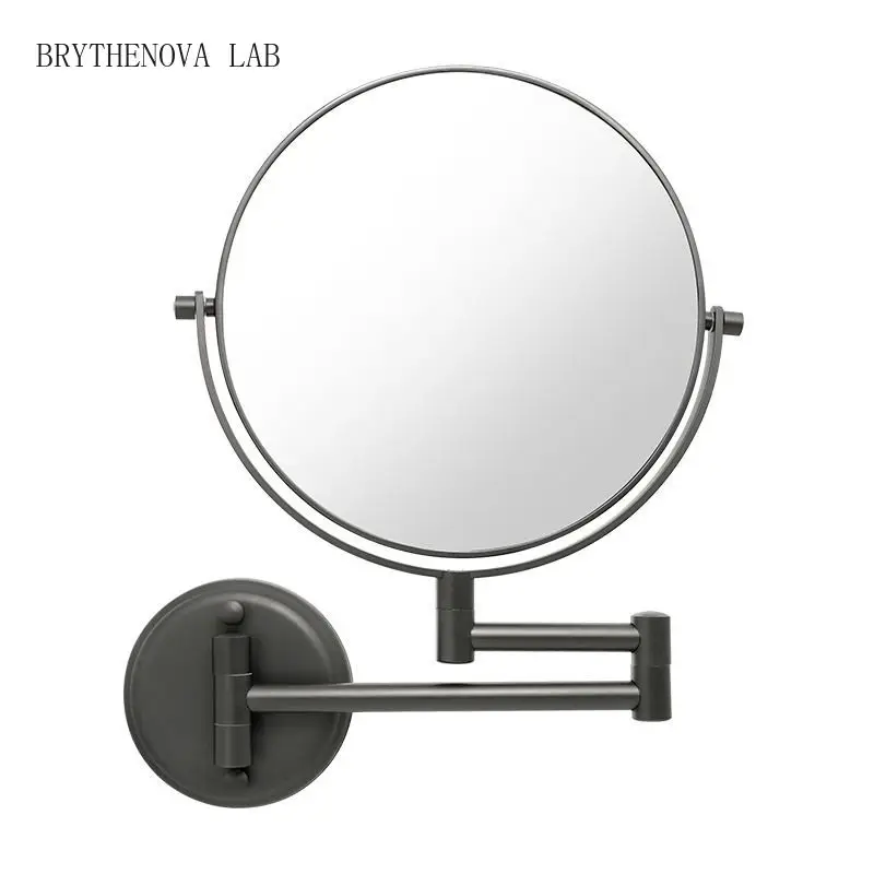 Dressing Mirror Wall Mounted 8 Inch Magnifying Two-sides Space Mirror Aluminum Black Makeup Cosmetic Lady Gift