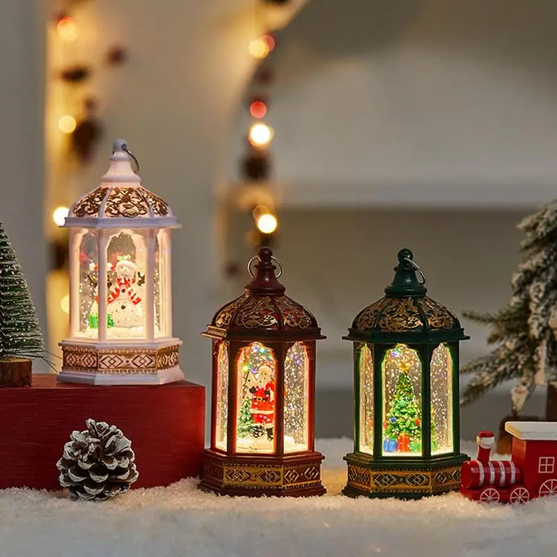 Lighted Christmas Lamp Wind Chime Snow Globe Snowflake Lantern Festive Holiday Decoration Gift Home Decoration Accessories