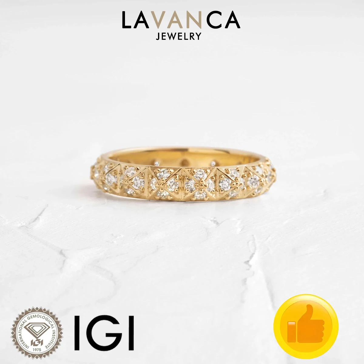 Eternity Style Lab Grown Diamond Ring Round Cut VS/VVS Lab Diamond Ring 9K/14K/18K Yellow Gold Ring Fine Jewelry For Stacking