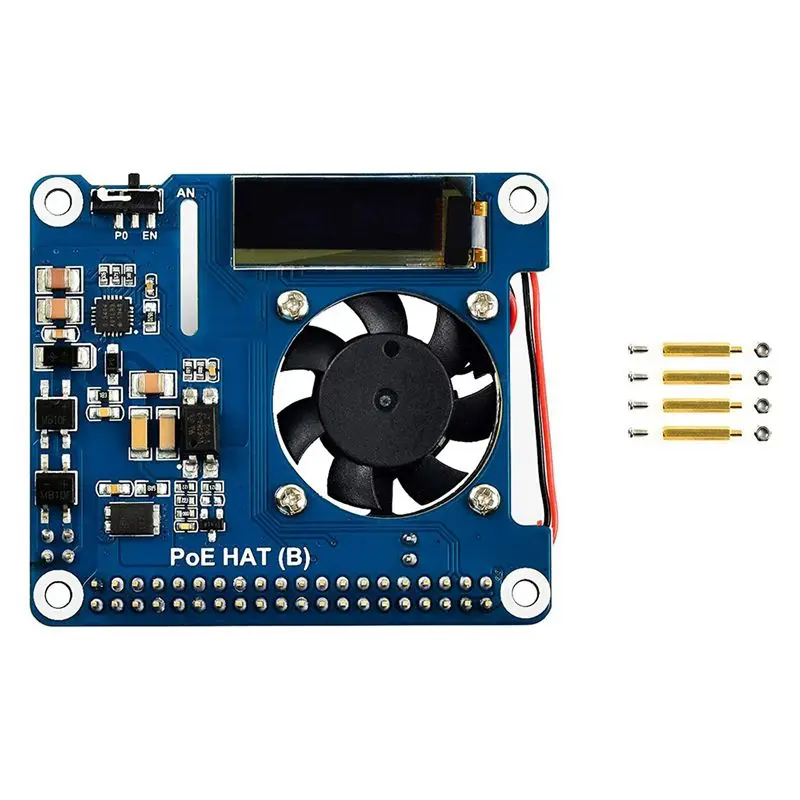 Плата расширения сети A46U Power over Ethernet HAT с поддержкой 802.3Af PoE и OLED-дисплеем для моделей B / 3B+