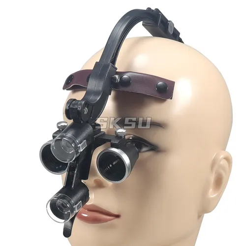 Imagen 2 del producto Lupa Dental Binocular con aumento de 2,5x3,5x, batería única con luz LED, faro quirúrgico para lámpara médica de dentista