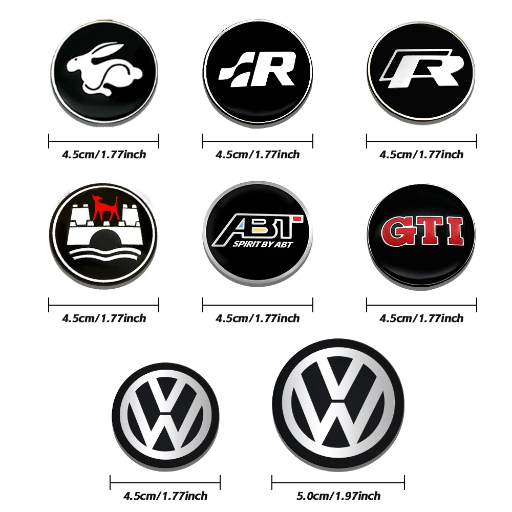 

45mm 50mm Car Steering Wheel Badge Emblem Sticker For Volkswagen Vw Tiguan Jetta Scirocco Polo R Golf Git Passat Auto Decoration