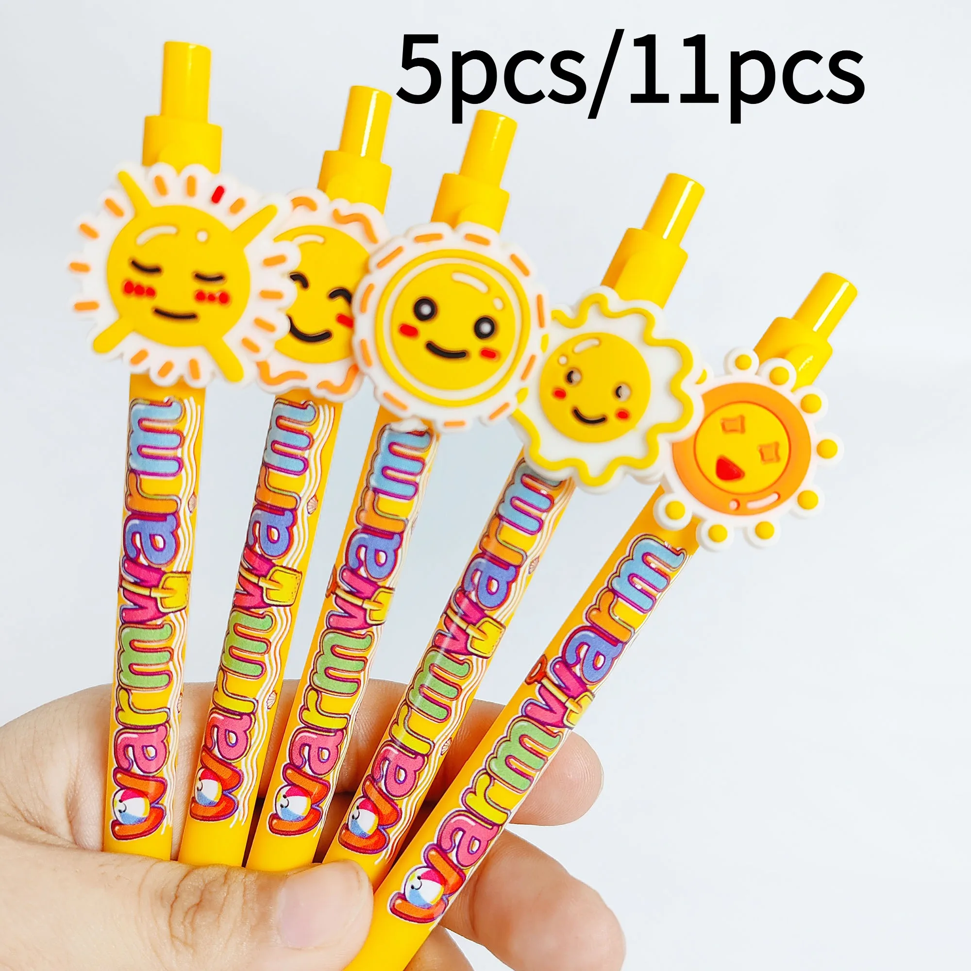 Bolígrafo con tema de la serie Sun, Color creativo, firma de escritura para estudiantes, adecuado para papelería de regalo, 5 uds./11 Uds.