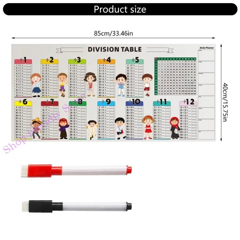 85 × 40 سم جدول إضافة PVC قابل للمحو للطلاب للطلاب المعونة بتعليم الرياضيات مع القلم #6
