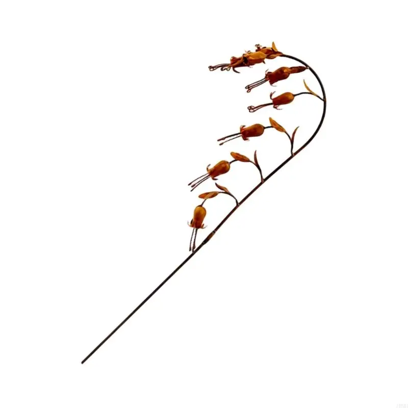 Weather Resistant Iron Flower Garden Stake With Rusty Finish For Yard Decoration JOMD