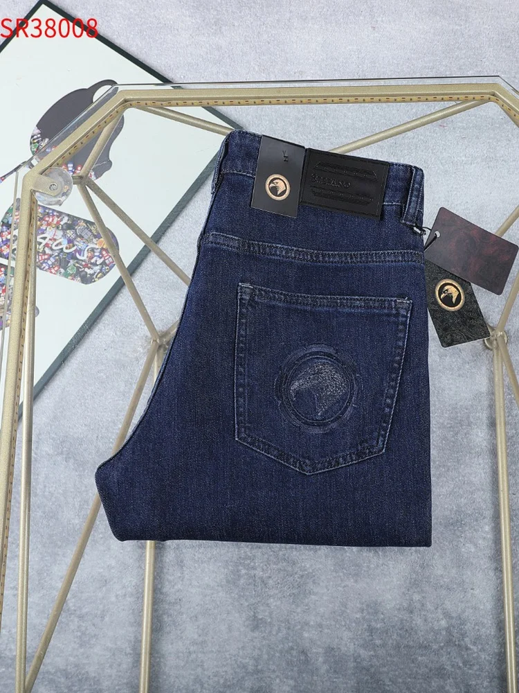

Spring Summer Thin Denim Jeans Men's Quali Lightweight Luxury 3042 Size Station Eagle Head Embroidery Casual Slim Fit